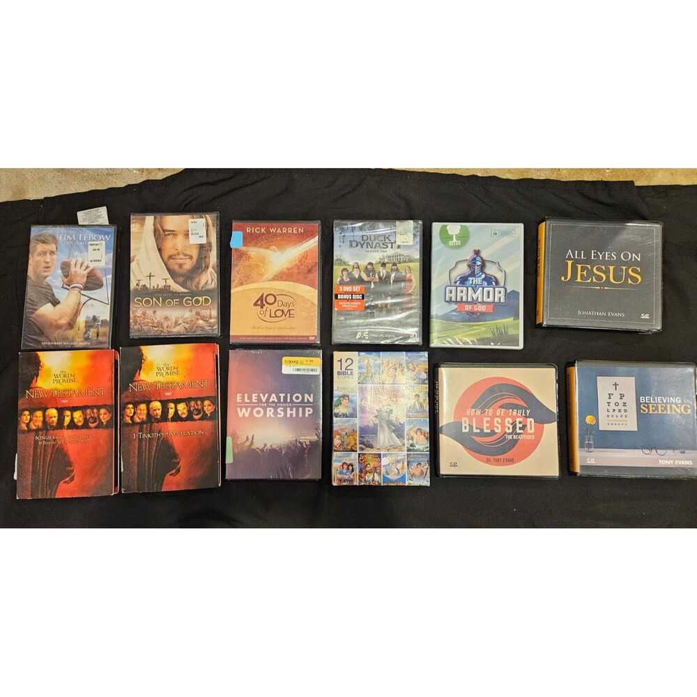 Faith Based Lot Including Bible Studies, Sermons On Cd, & Movies Tony Evans